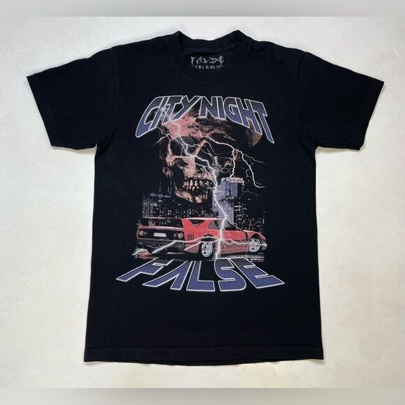 Falsebranding City Night Graphic T-shirt Men Medium Black Short Sleeve - Picture 1 of 5